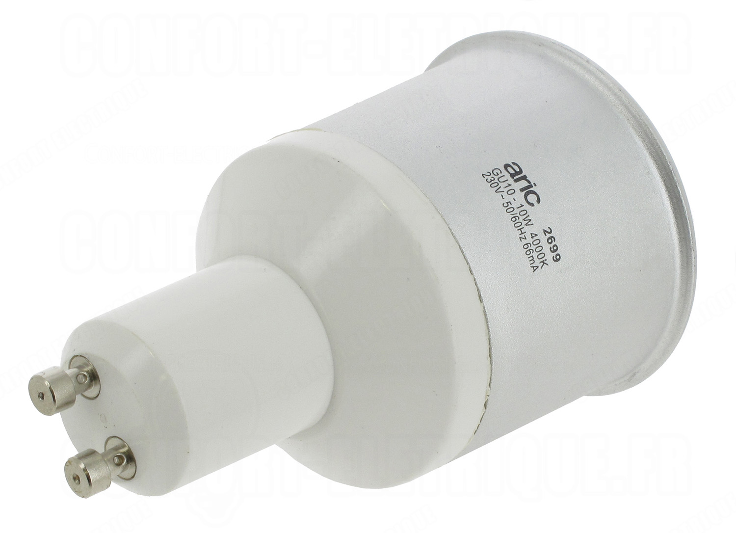 Ampoule fluo compacte GU10 10W 300lm 4000K D50 ballast intég..