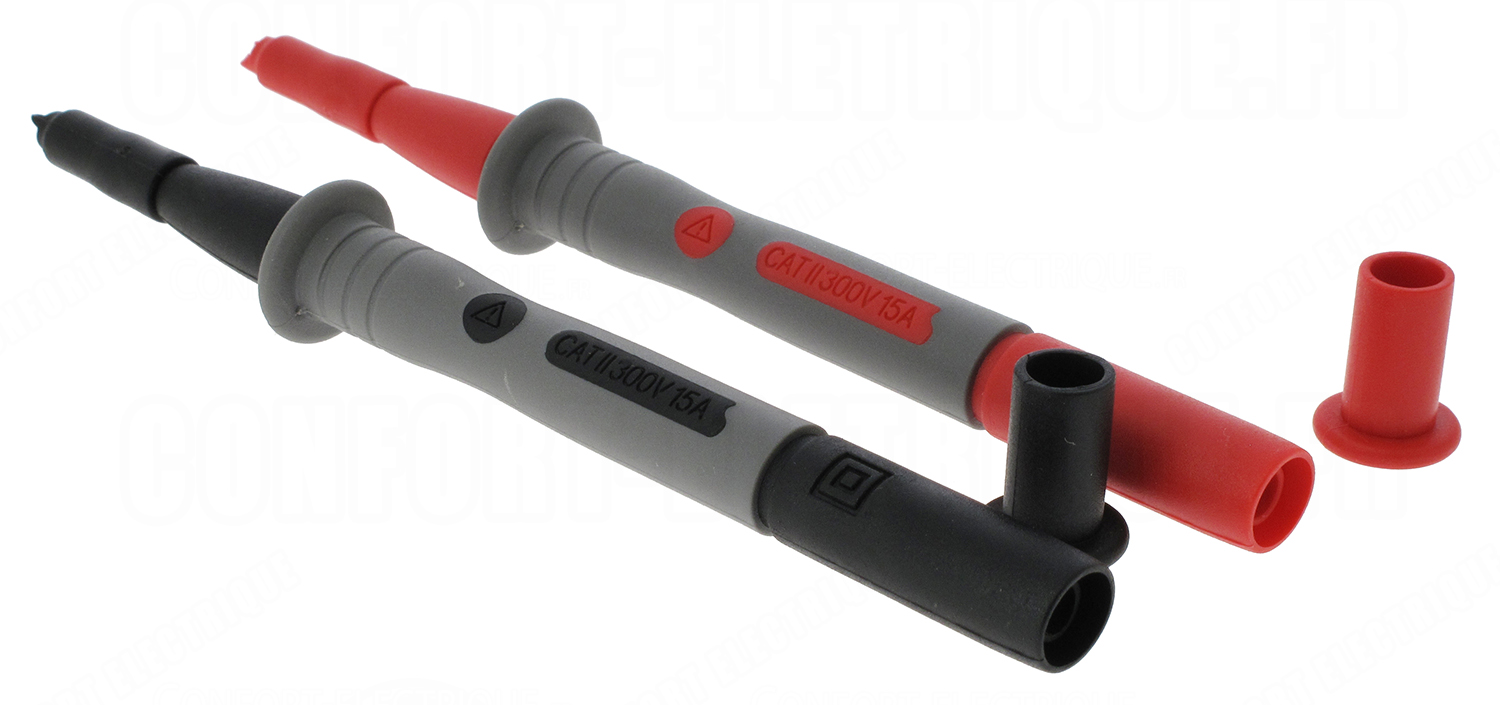 Jeu de 2 pointes de touches de 4mm surmoulées 300V Chauvin A..