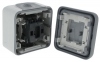 Bouton poussoir Plexo gris complet