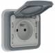 Prise de courant 2P+T Plexo complet encastr� gris