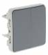 Bouton poussoir double Plexo gris (composable)