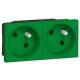 Prise de courant 2P+T X 2 Legrand Mosaic Vert