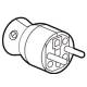 Fiche male 16A 2P+T en plastique avec sortie lat�rale blanc