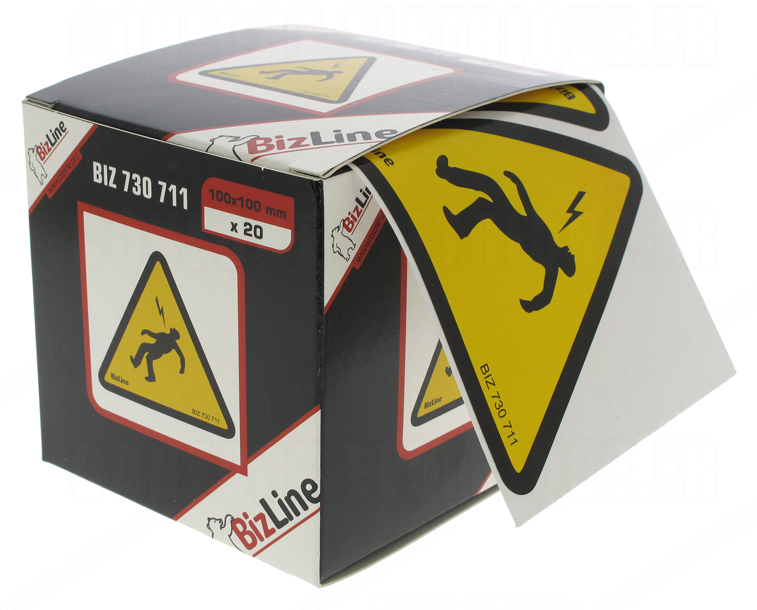 Etiquette PVC Autocollante de SignalisationHomme Foudroye 100 X 100 X 100 Mm