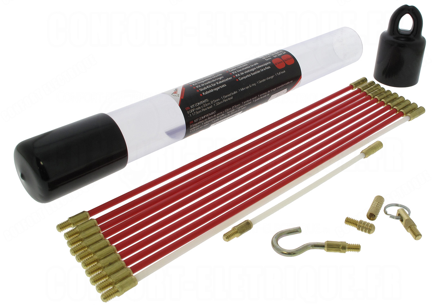 .Kit baguette tire fils 3 mètres diam. 5mm en fibre de verre..