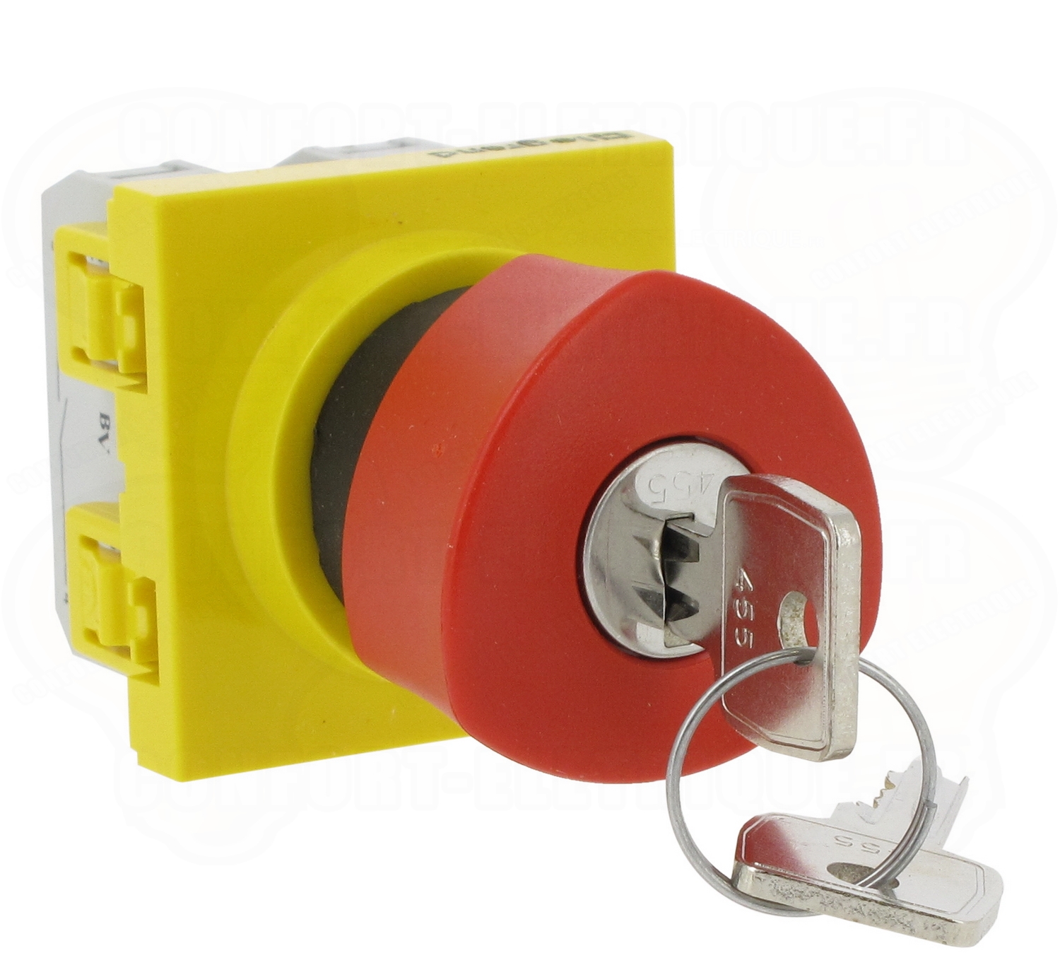 Poussoir coup de poing d'arrêt d'urgence à clé Legrand Mosai.. Poussoir coup de poing d'arrêt d'urgence à clé Legrand Mosai..