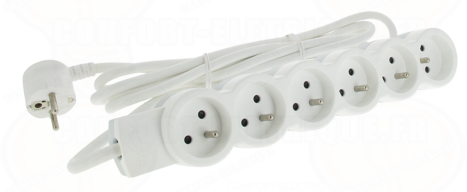 Rallonge multiprise 6 prises 2P+T avec cable de 1,5 mètres