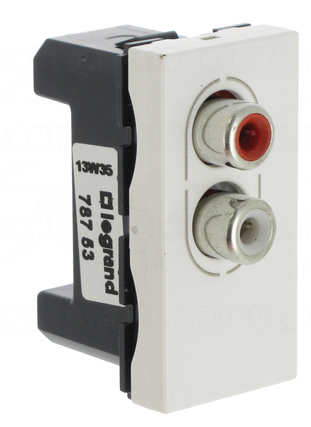 Prise Audio Stéréo 2 RCA Femelle Legrand Mosaic - 1 Module Blanc, Pré-câblée - Pour Chaine Hi-Fi, Home Cinéma