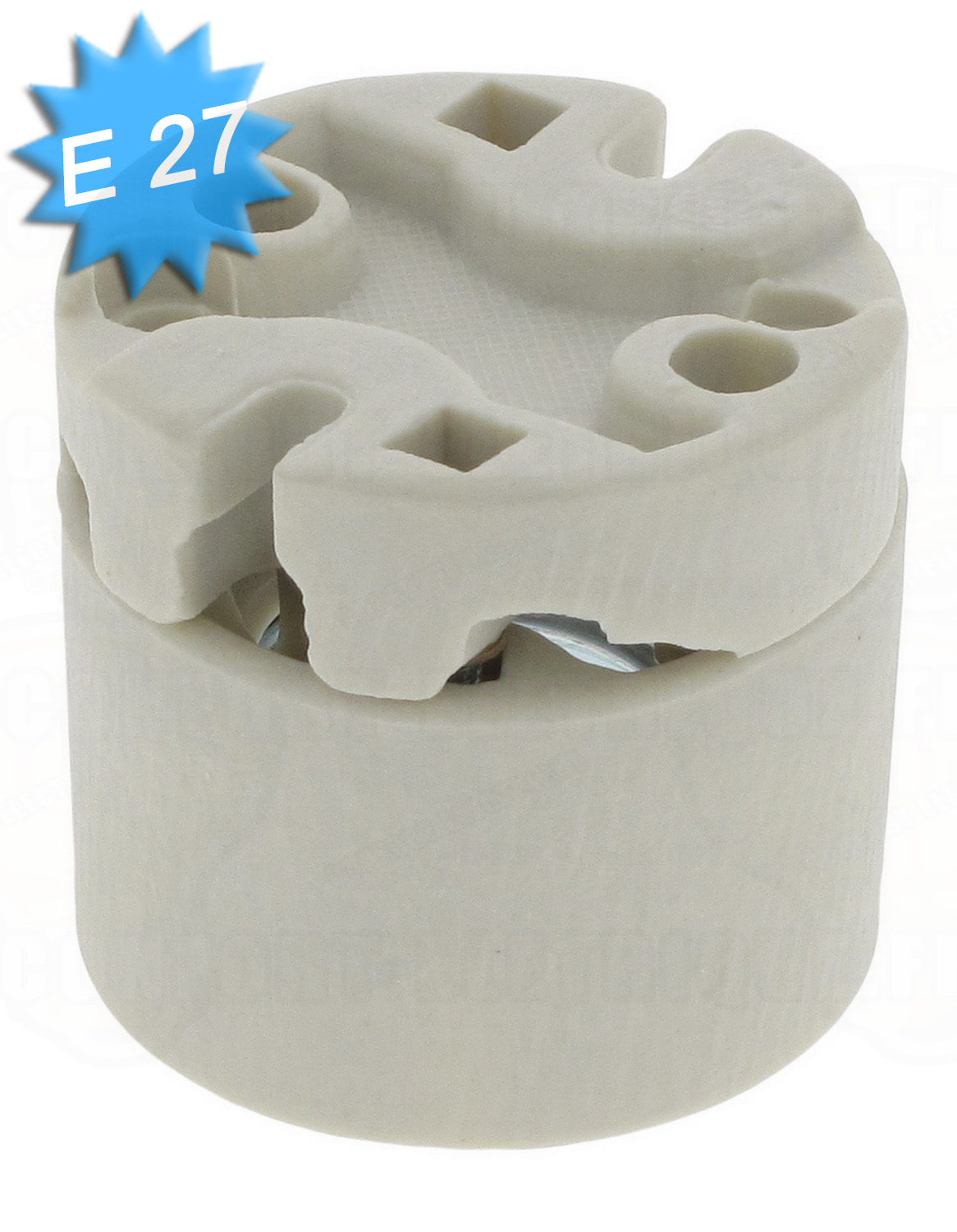 Douille E27, culot standard, avec crochet en porcelaine grège – La
