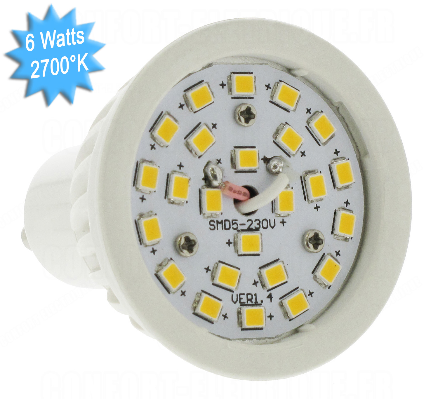 Lampe à LED VisionEL GU10 6 Watts 2700K 230 Volts céramique..