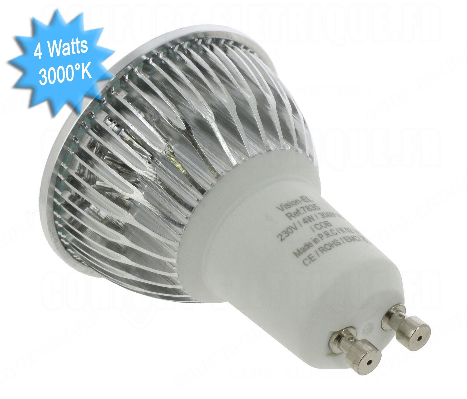 Ampoule à LED COB VisionEL GU10 4W 3000K 75D Bo..