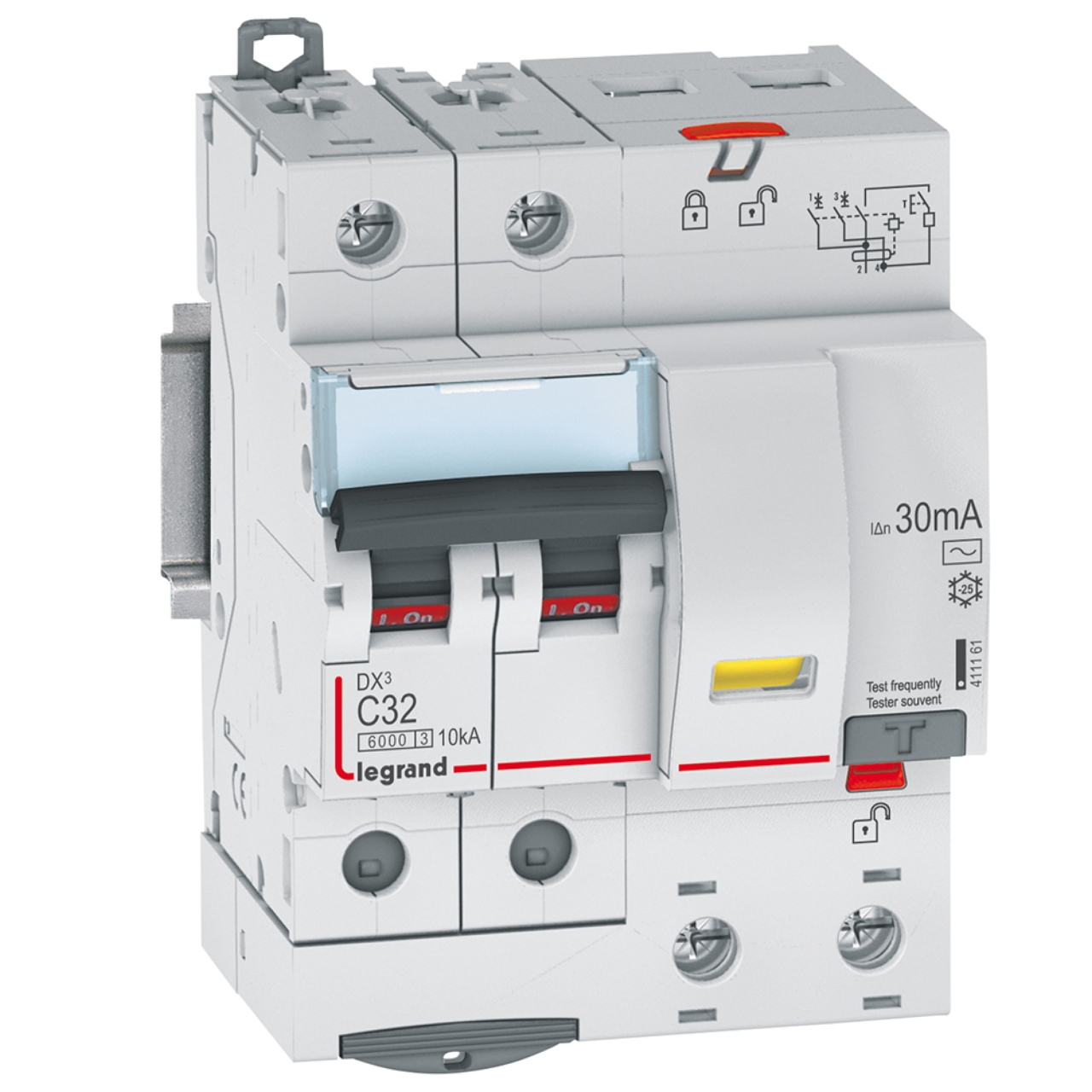 vis vis disjoncteur diff/érentiel legrand dx3 16a courbe c 30ma 2 poles type ac