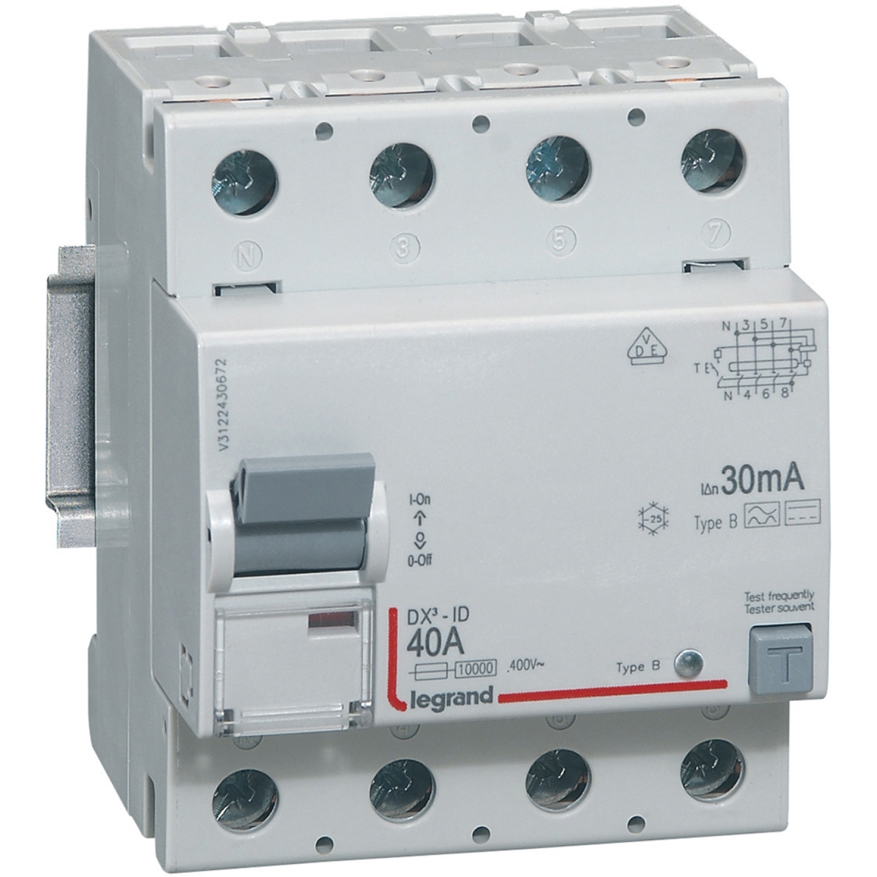 Interrupteur Diff rentiel Legrand DX3 40A 30mA 4 Poles Type