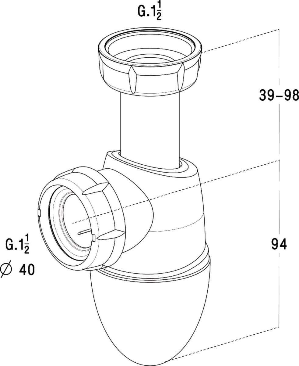 Siphon pour lavabo bi-matière joints intégrés