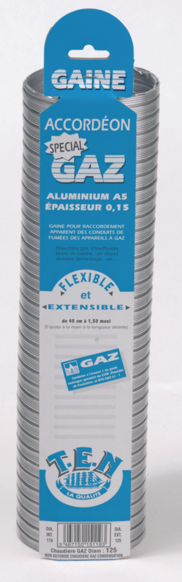 Gaine flexible isolé pour conduit d'air chaud Confort + diamètre 150 mm -  Longueur 10 mètre