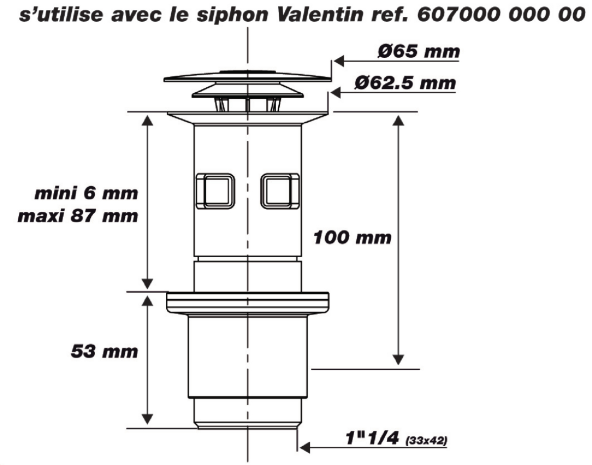 VALENTIN - Bonde de lavabo universelle Cut&click Réf 12290000000