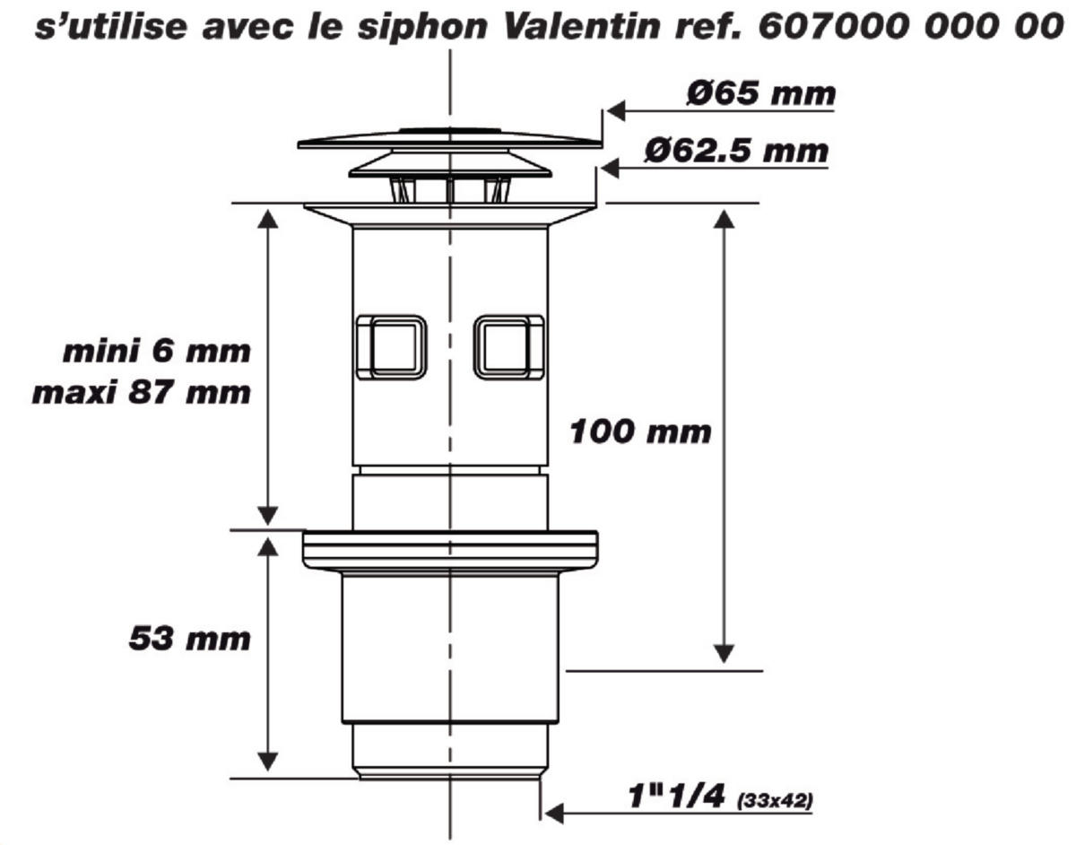 Bonde lavabo universelle Cut&Click - VALENTIN