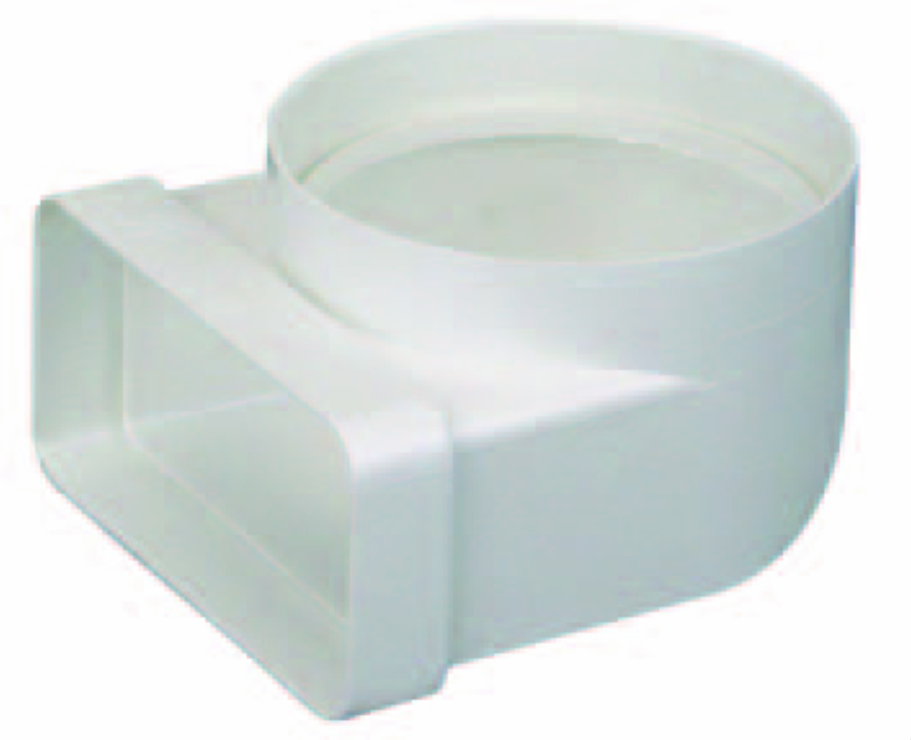 coude plat pvc rigide rectangulaire 55 x 220 mm vers rond 125 mm