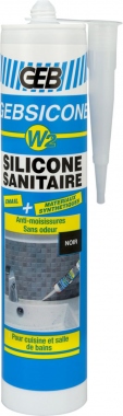 Silicone �tanch�it� - GEBSICONE W2 mastic 100% - Cartouche de 280ml - Noir - GEB 890523