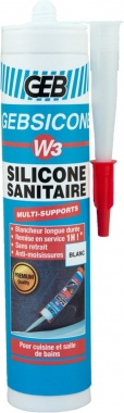 Silicone �tanch�it� - GEBSICONE W3 mastic 100% - Cartouche de 280 ml - Blanc - GEB 890750