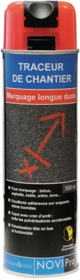 Traceur fluo de chantier - Rouge - A�rosol de 500 ml - Novipro 307300