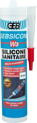 Silicone �tanch�it� - GEBSICONE W3 mastic 100% - Cartouche de 280 ml - Blanc - GEB 890750