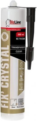 Colle n�opr�ne - FixCrystal - Transparente - Cartouche 280 ml - Bizline 710254