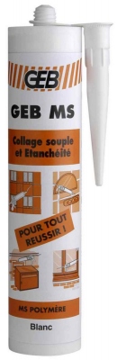 Mastic colle polym�re - GEB MS - Multi-usage - Cartouche de 280 ml - Blanc - GEB 892001