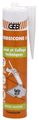 Mastic silicone �tanch�it� Geb GEBSICONE S - Cartouche de 310 ml - Translucide - Geb 890051