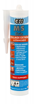 Mastic MS - Multi usages - Gris - Cartouche de 280ml - GEB 892007