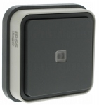 Bouton poussoir lumineux NO 10A Hager Cubyko encastr� complet gris
