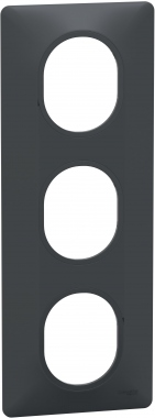 Plaque de finition - Ovalis - 3 Postes - Verticale - 71 mm - Anthracite - Schneider Electric S340726