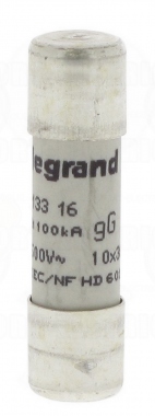 Fusible cartouche cylindrique - 10 x 38 - 16 Amp�res - Type gG HPC - Sans voyant