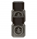 Prise de courant - 2 x 2P+T - Verticale - Anthracite - Composable - Legrand Plexo 069843L