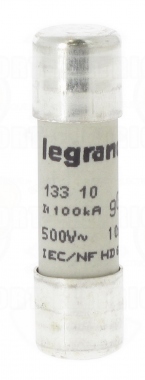 Fusible cartouche cylindrique - 10 x 38 - 10 Amp�res - Type gG HPC - Sans voyant
