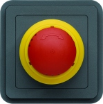 Arret d'urgence coup de poing 1/4 de tour Hager Cubyko composable