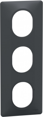 Plaque de finition - Ovalis - 3 Postes - Verticale - 71 mm - Anthracite - Schneider Electric S340726