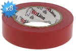 Ruban adh�sif �lectricien rouge en rouleau de 10 m�tres, Lot de 8