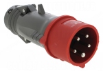 Fiche droite male 16 Amp�res 3P+N+T IP44 rouge - Legrand Hypra 52244