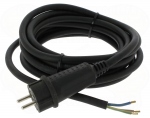Cable 3G1,5 mm2 avec fiche moul�e male en caoutchouc - 5 m�tres