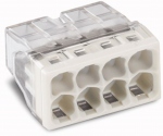 Borne pour boite de d�rivation Compact - Wago - 8 conducteurs - 8 x 0.5 � 2.5 mm� - Transparent / Gris