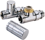 Kit robinet radiateur - Thermostatique - Design - Chrome - Droit - 15 x 21 - Alterna KIT4TH