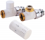 Kit robinet radiateur - Thermostatique - Design - Blanc - Droit - 15 x 21 - Alterna KIT3TH