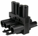 Distributeur en T - 4 P�les - 1 Entr�e - 2 Sorties - Noir - Bizline 300040