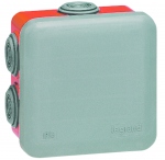Boite de d�rivation �tanche 100 x 100 x 55 mm Legrand Plexo gris et rouge