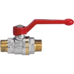 Robinet � sph�re en laiton - M�le / M�le - 1 pouce 1/4 - Effebi Aster - Levier aluminium Rouge