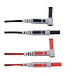 Jeu de 2 cordons m�les droits en PVC rouge et noir surmoul�s Chauvin Arnoux