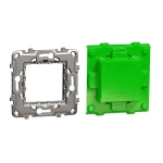 Support de fixation - 2 modules - Avec protection de chantier - Schneider Unica NU7002C