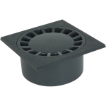 Siphon de Cour - 200 x 200 mm - A embo�ture incorpor�e - Sortie Verticale - Nicoll SC089 - Gris Fonc�