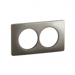 Plaque de finition - 2 Postes - Entraxe 57 mm - Acier satin� - Legrand C�liane CP1806